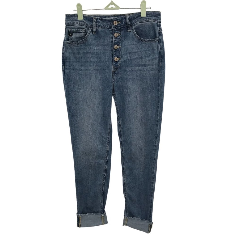 KanCan Womens Button Fly Cropped Cuffed Hem Skinny Jean Size 9/28